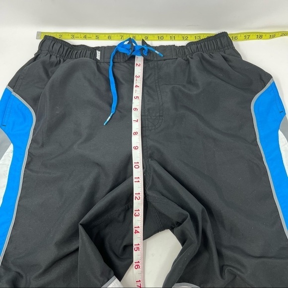 Y2K Nike Color Block Relaxed Fit Swim Trunks Size Large Blue Black Elastic Waist - Picture 7 of 9